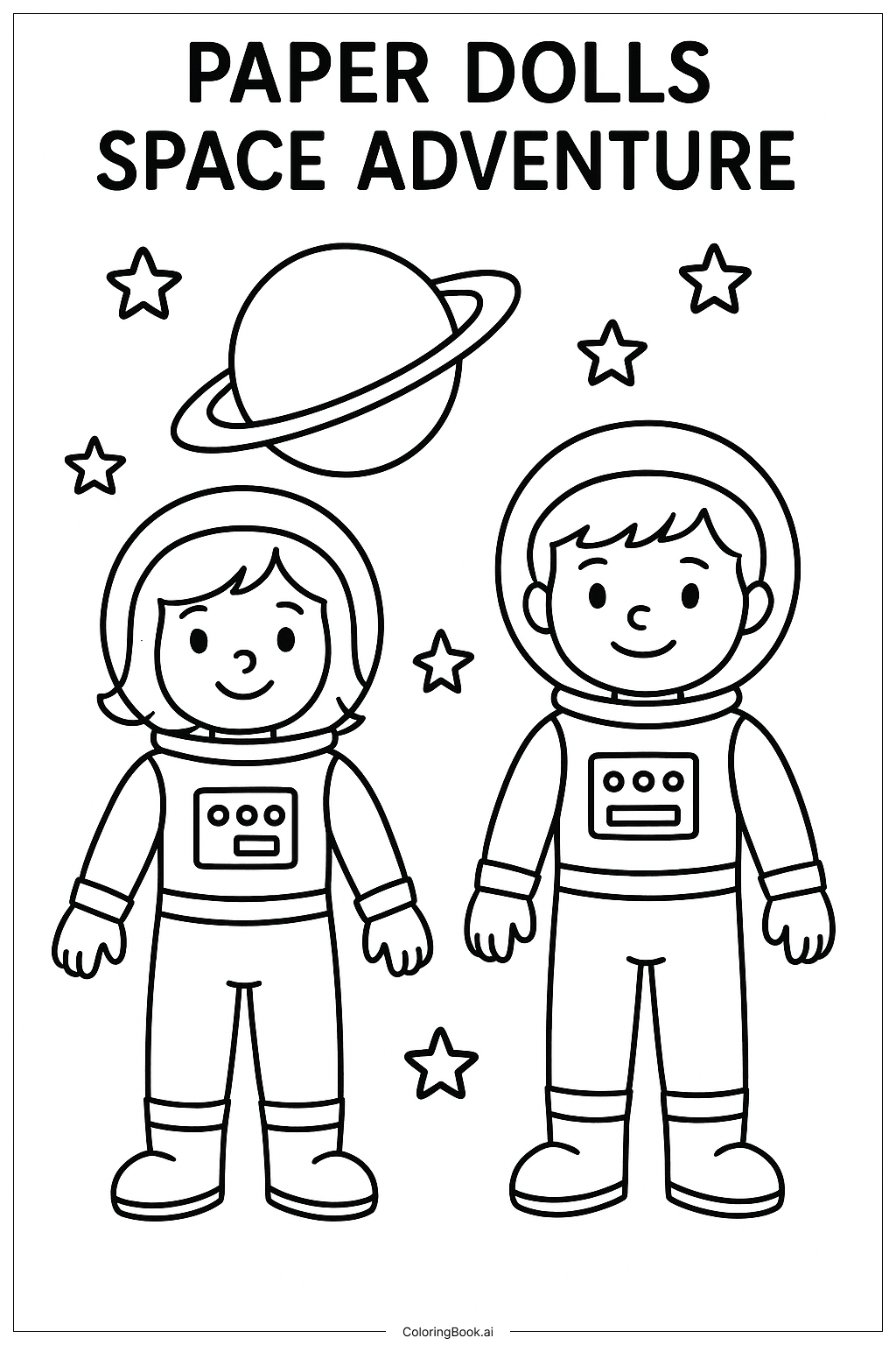  Paper Dolls Space Adventure Coloring Page 