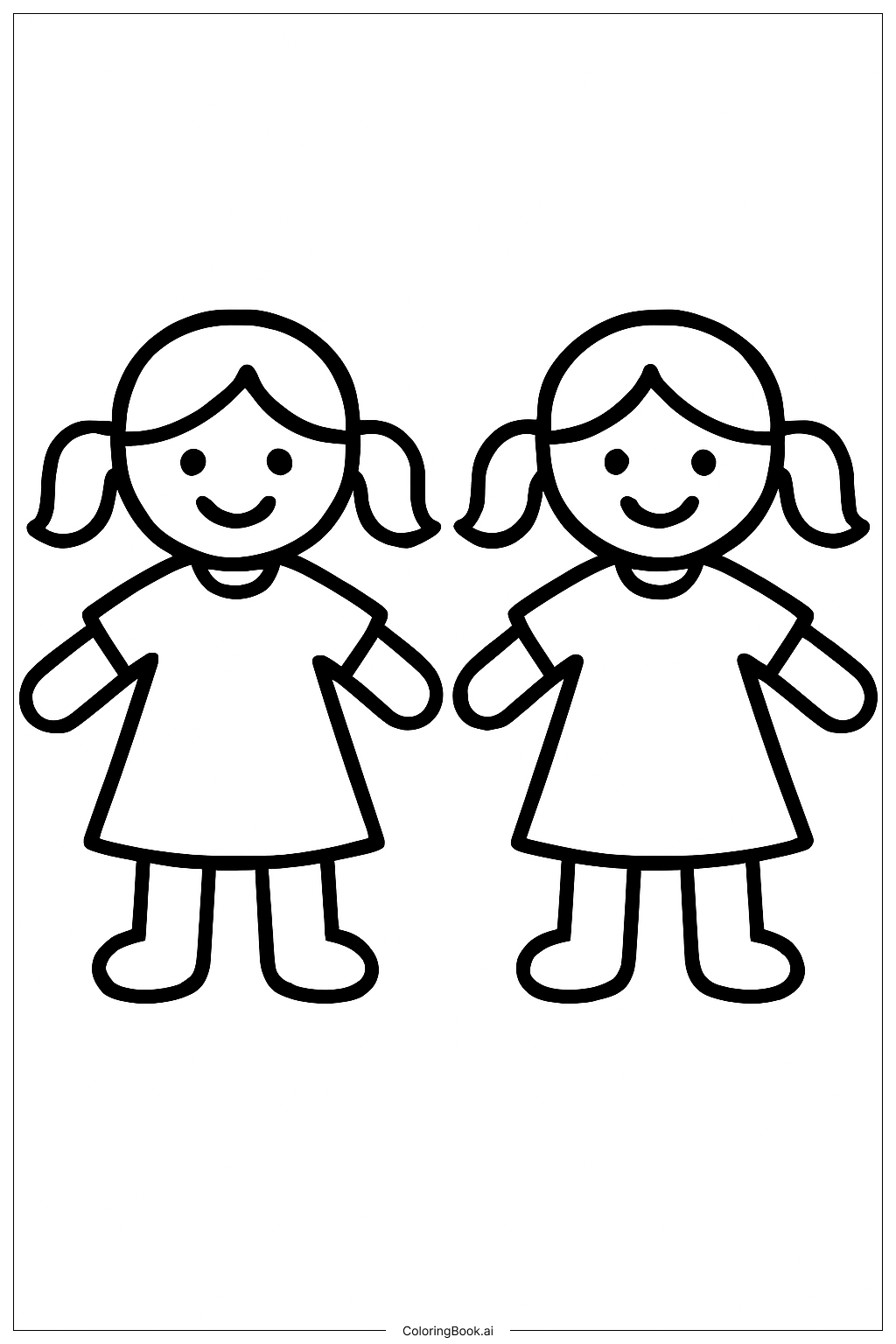  Paper Dolls Twins Coloring Page 