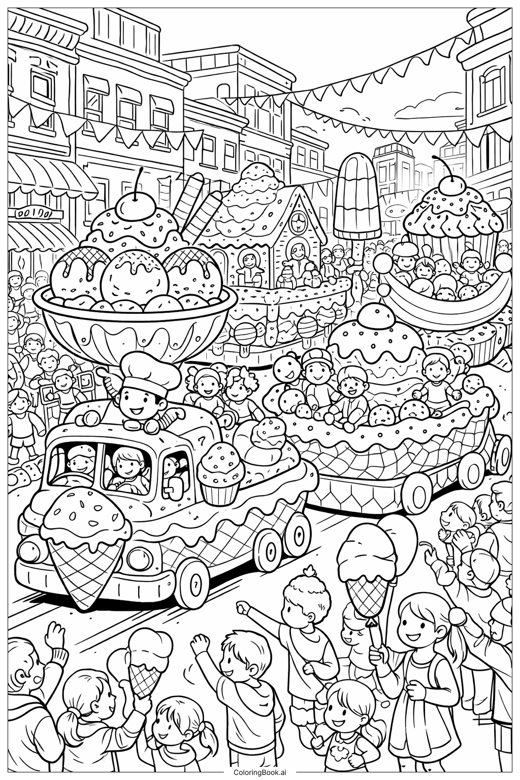  Trang tô màu Cuộc diễu hành Kem Ống 