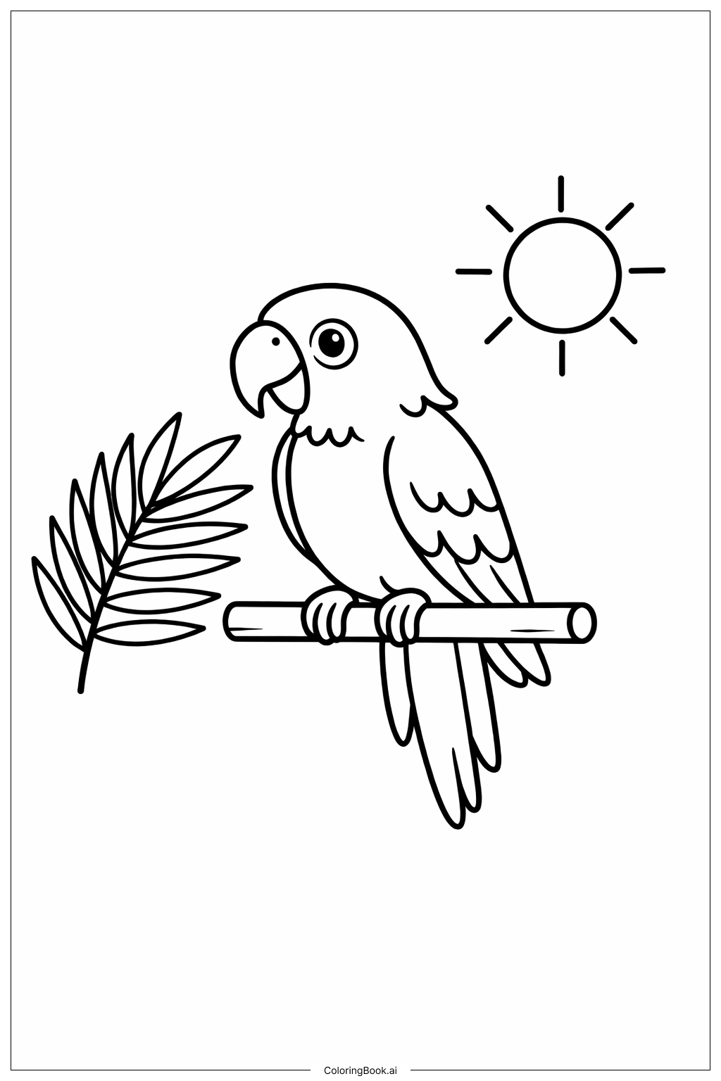  Página para colorir de Papagaio no Poleiro Coloque-me no Zoológico 