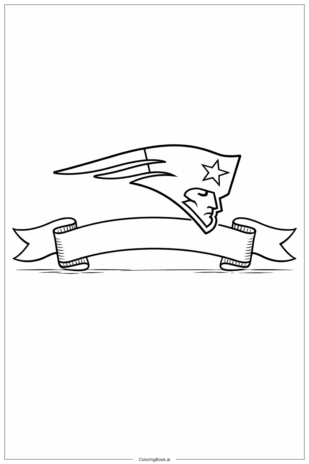  Página para colorir de Banner com o Logo dos Patriots e Fitas 