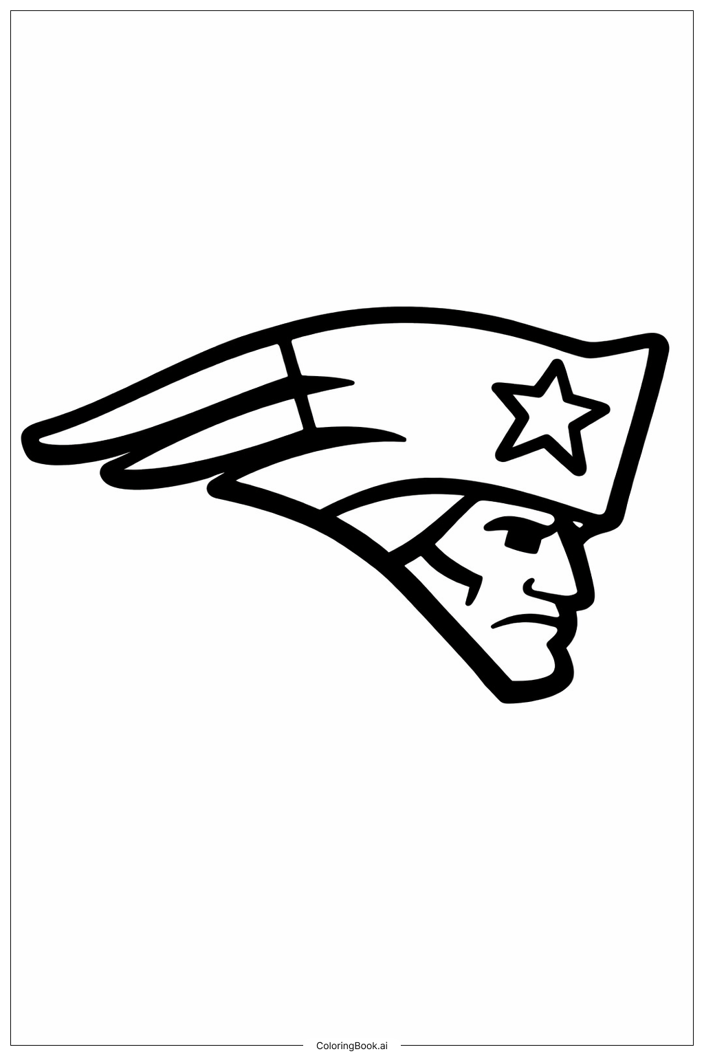  Página para colorir de Logo dos Patriots com Cabeça Grande e Negrito 