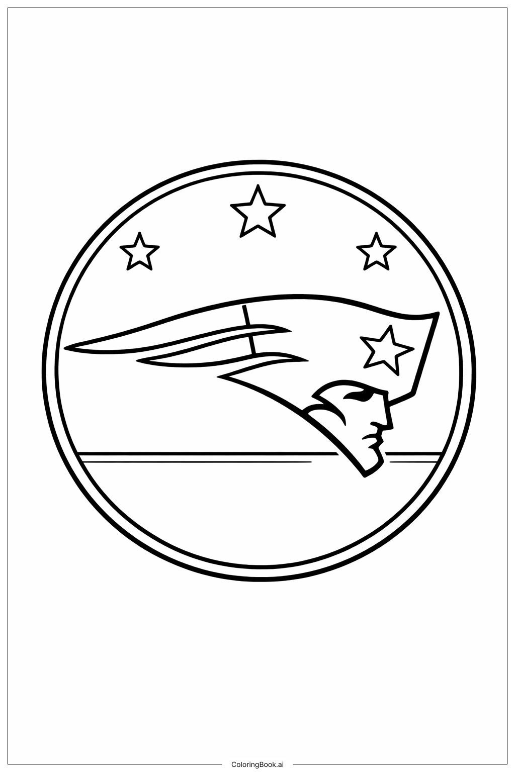  Patrioten-Logo Rundes Emblem mit Sternen Ausmalseite 