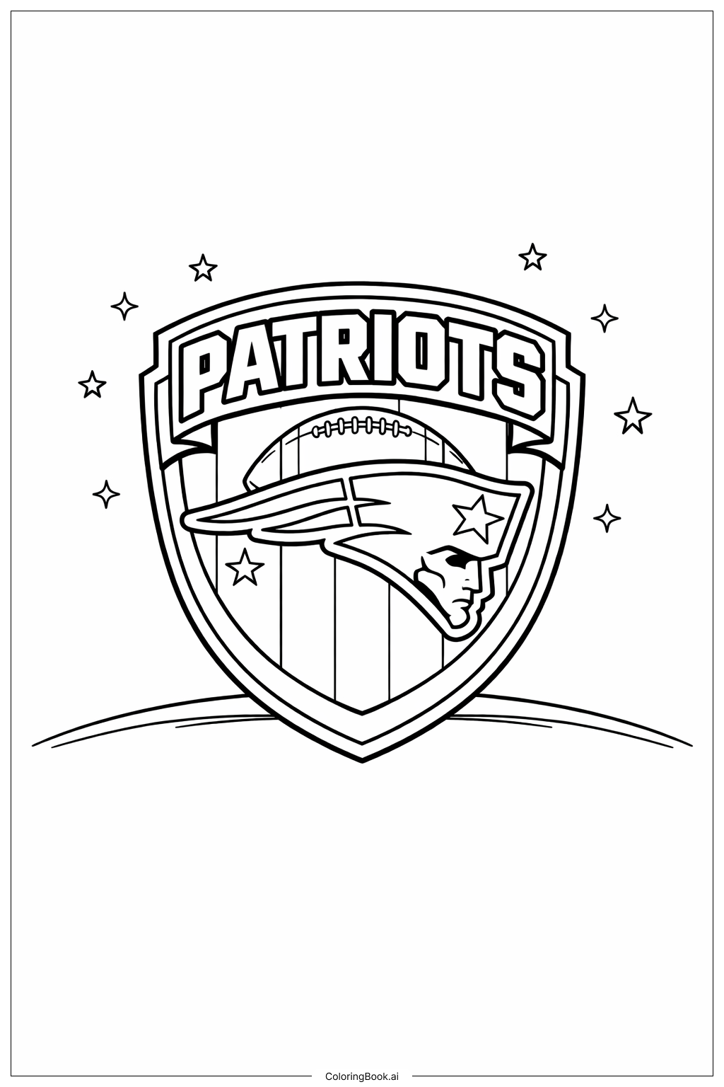  愛國者隊標誌徽章與簡單背景著色頁 