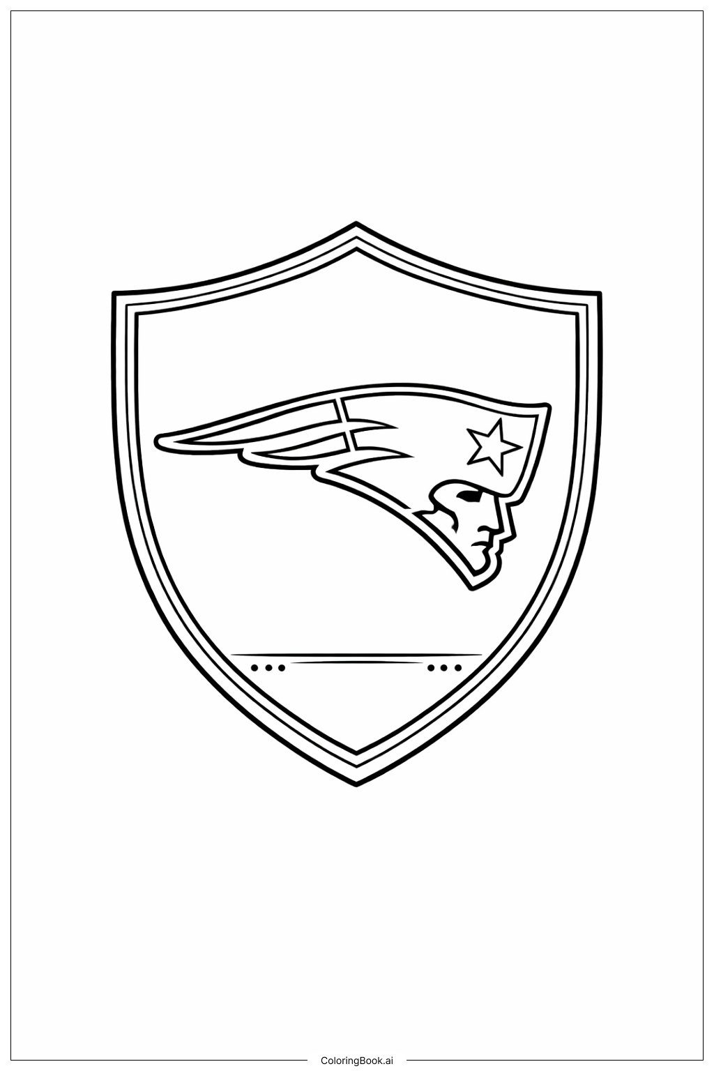  Página para colorir de Emblema do Logotipo dos Patriots em Escudo Simples 