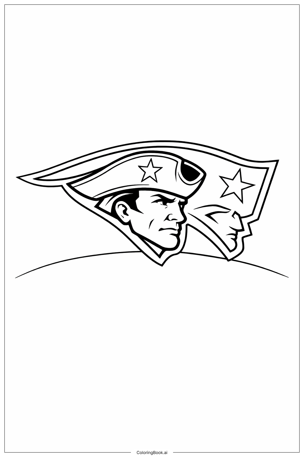  Logo der Patriots Patriotenkopf mit Hut Ausmalseite 