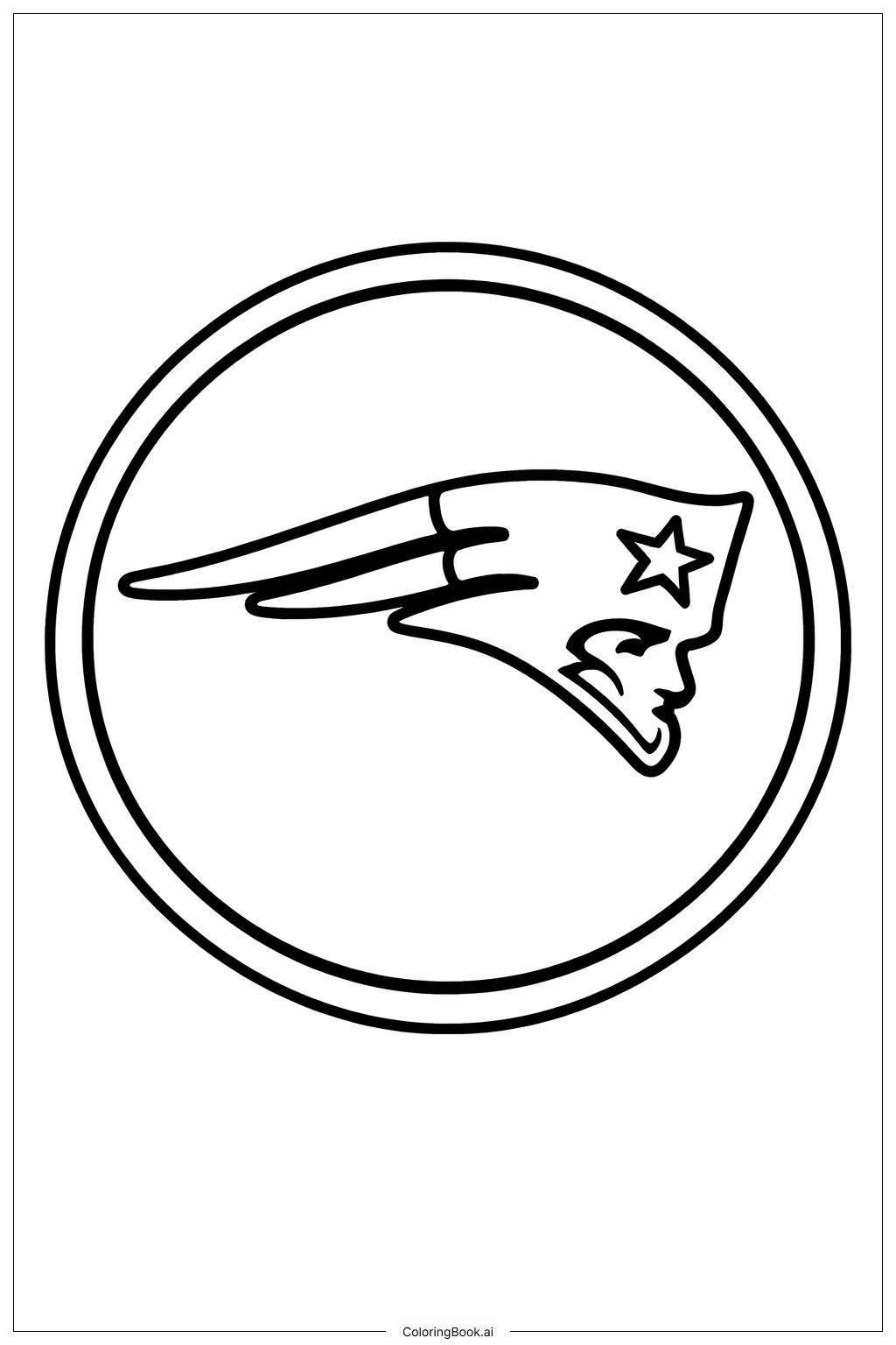  Página para colorir de Emblema Circular Simples do Logo dos Patriots 