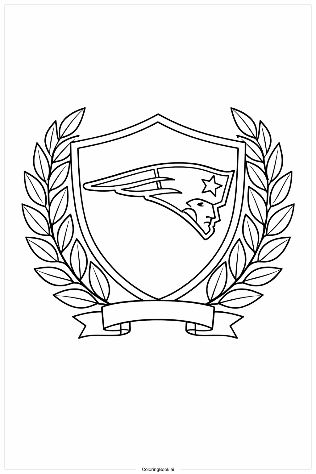  Página para colorir de Escudo do Logo dos Patriots com Louro 