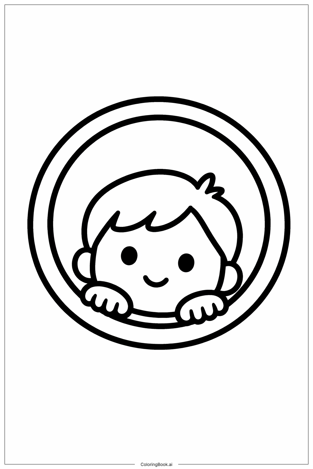  躲貓貓臉孔窗著色頁 