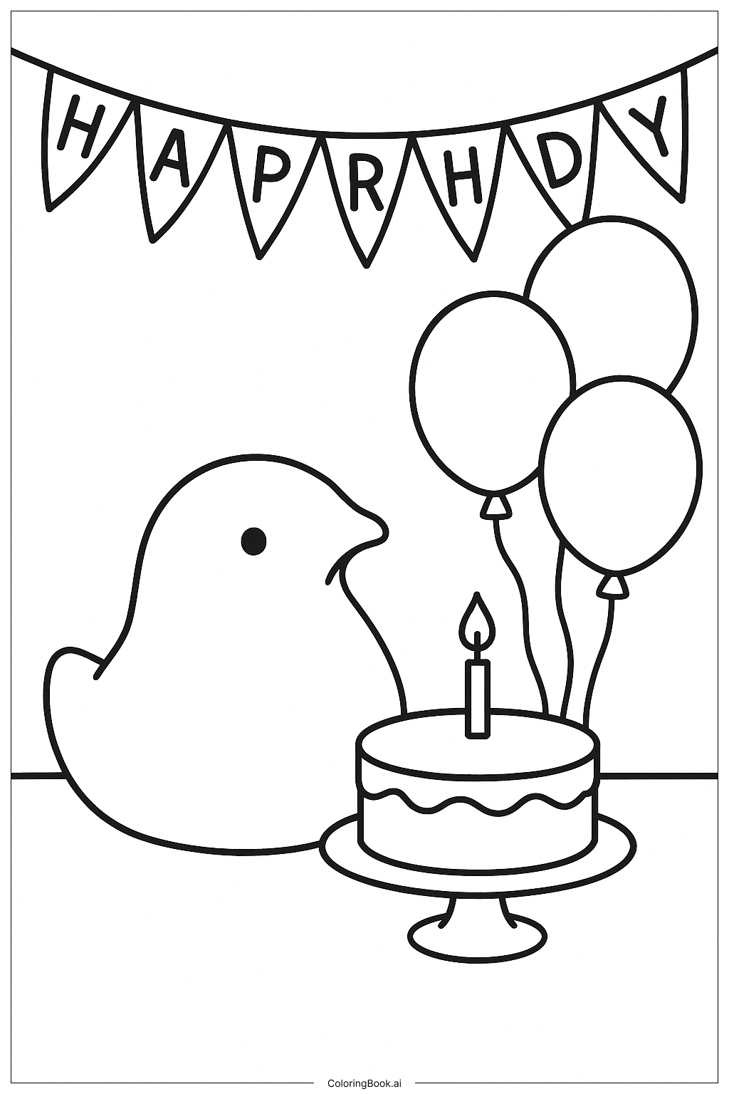  Trang tô màu Tiệc Sinh Nhật Peep 