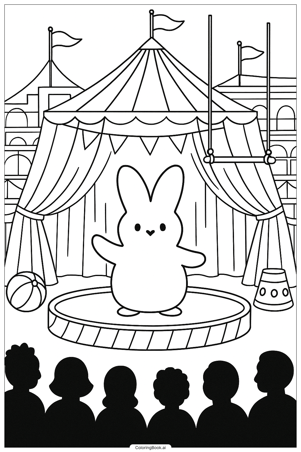  Page de coloriage Performance de cirque Peep 