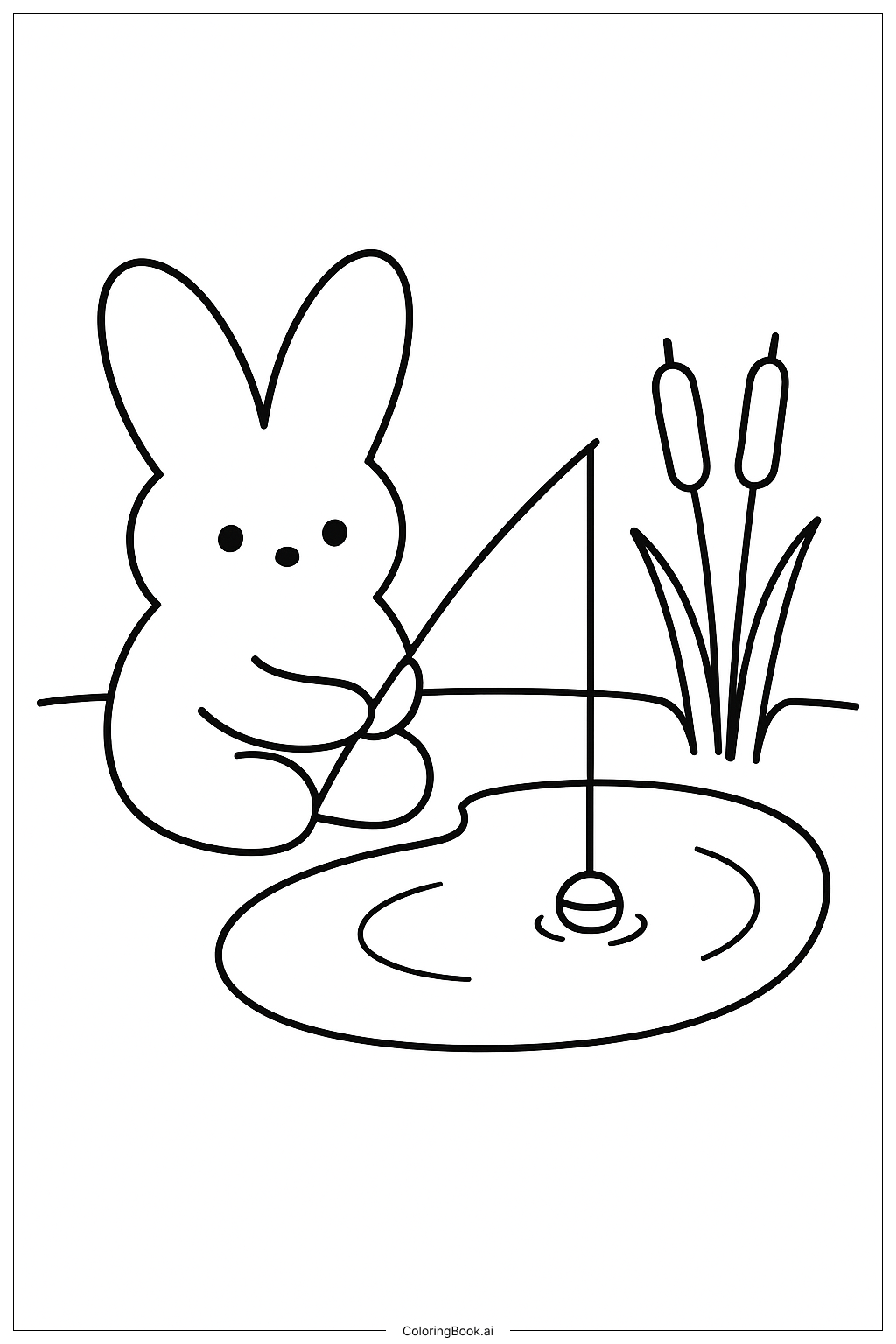  Page de coloriage Pêche au Petit Lapin 