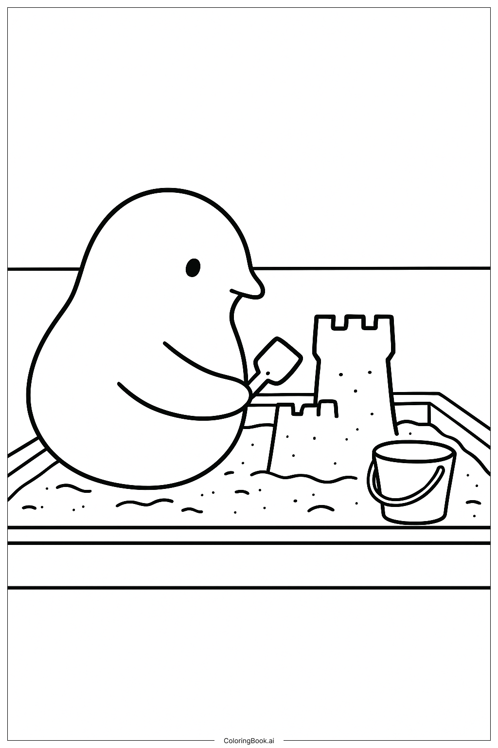  Página para colorear de Peep en el arenero 