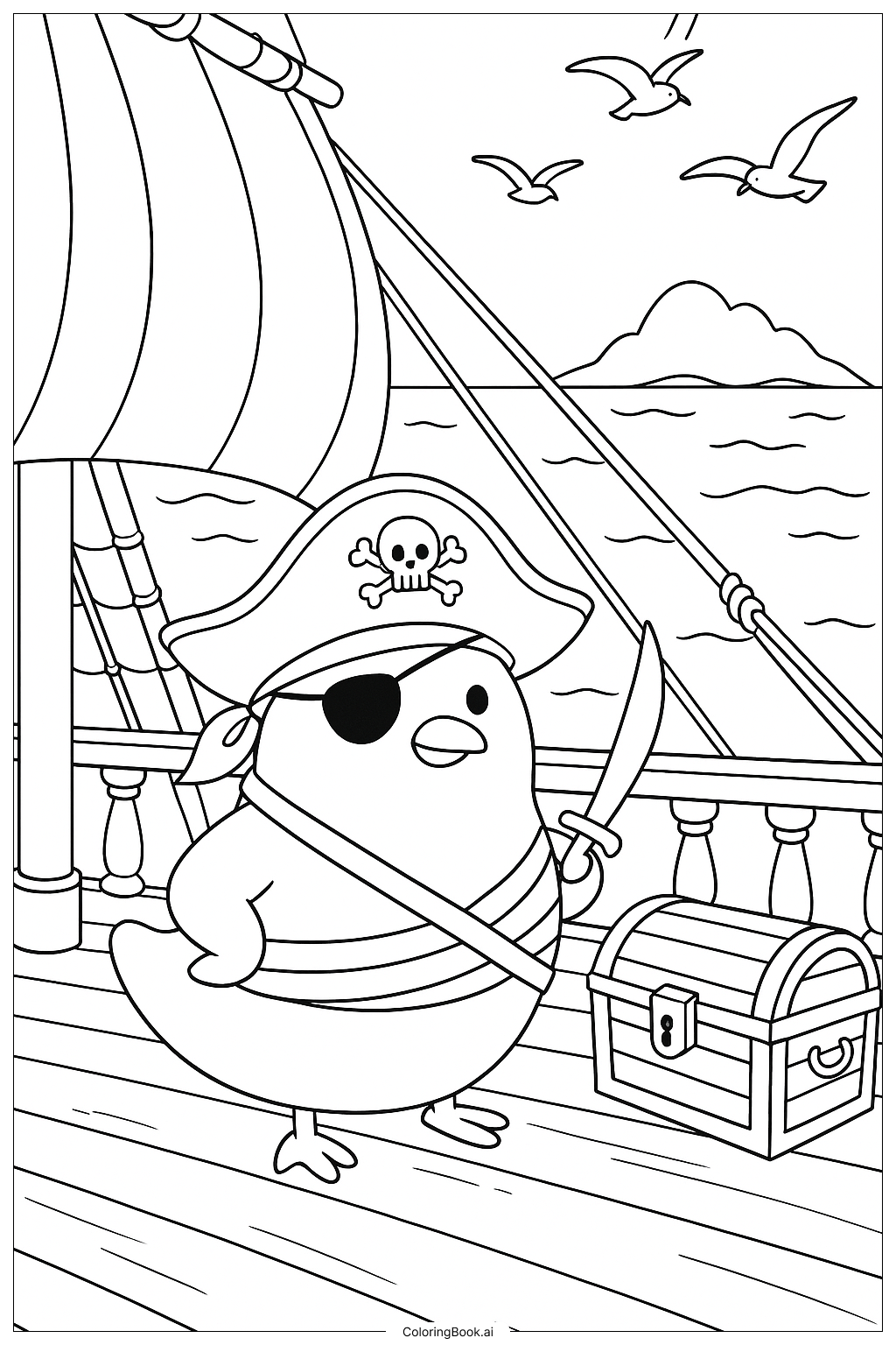  Peep Pirate Adventure Coloring Page 