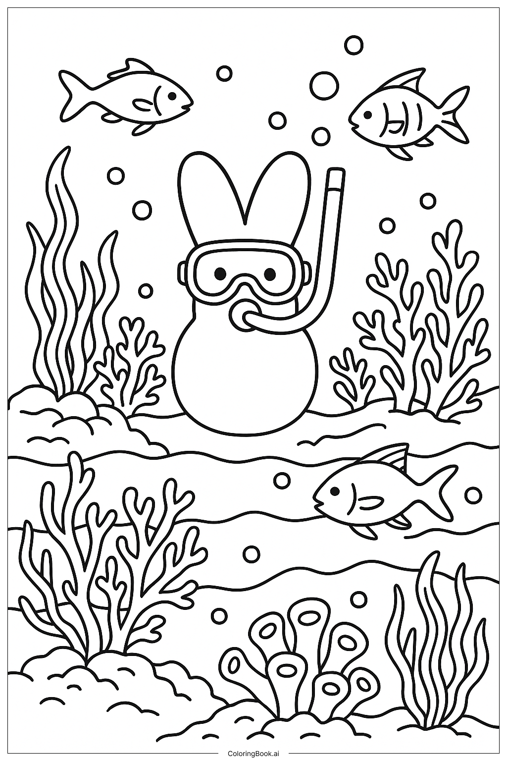  Peep 水下場景著色頁 