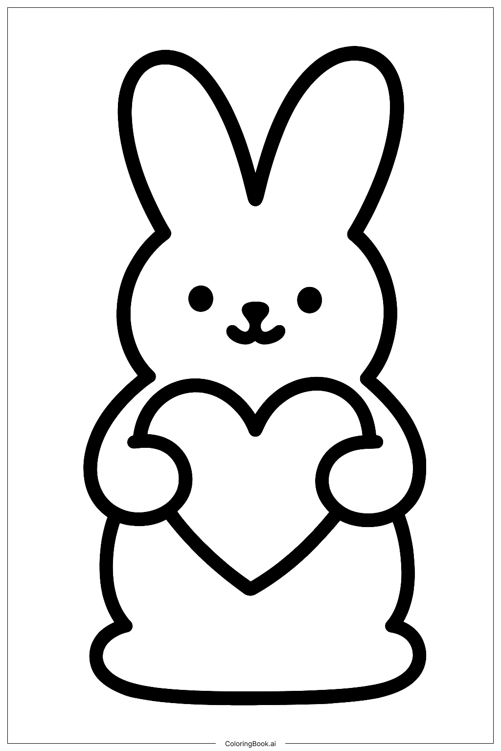  Page de coloriage Lapin avec un cœur 