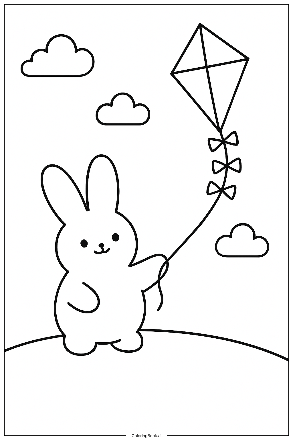  Trang tô màu Chú thỏ với diều 
