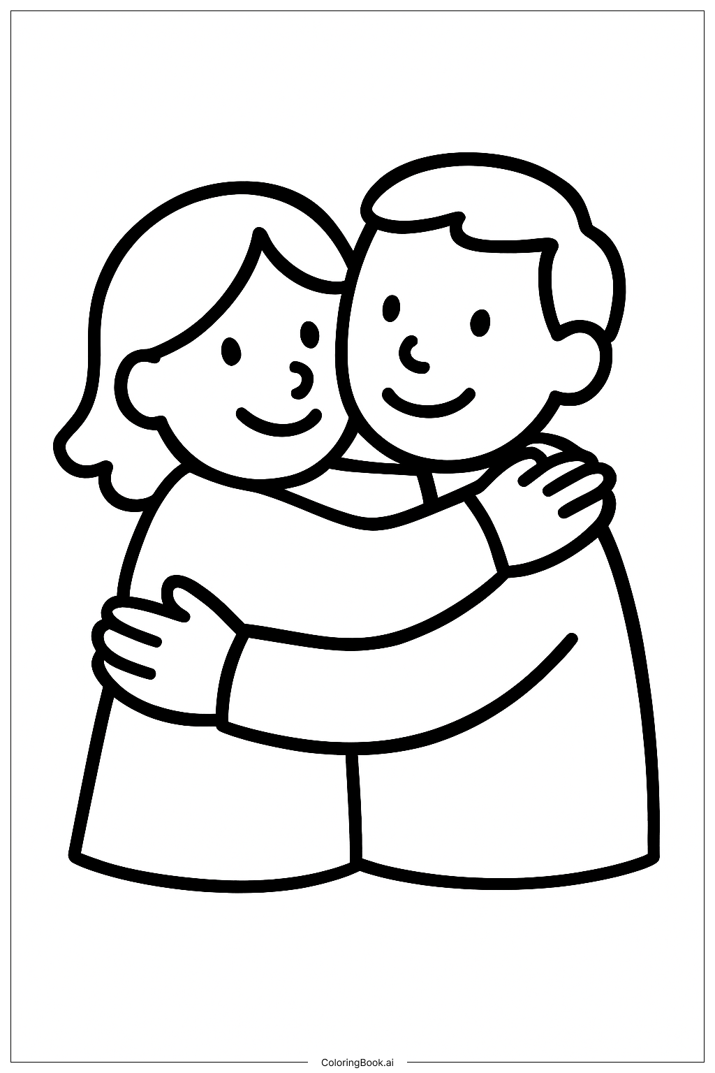  拥抱的人们填色页 