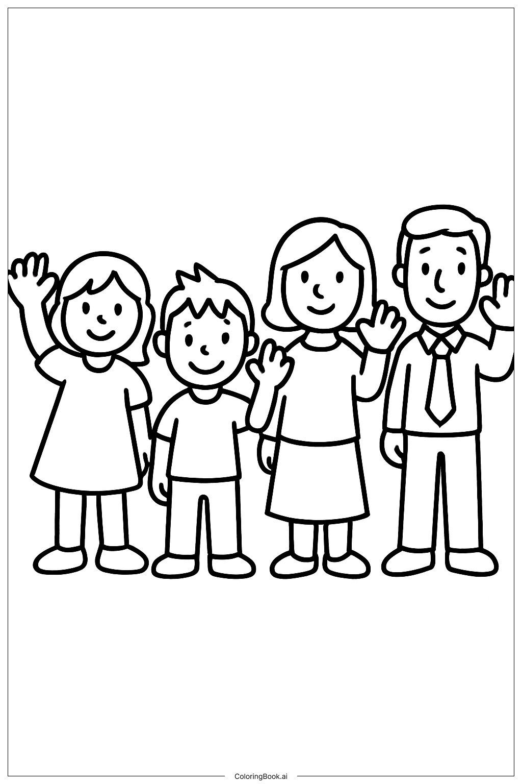  人们挥手致意填色页 