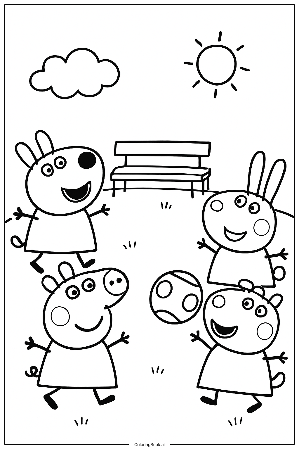 P gina De Colorir Peppa Pig Brincando Com Amigos PDF PNG Imprim veis P gina De Colorir Peppa Pig Brincando Com Amigos PDF PNG Imprim veis