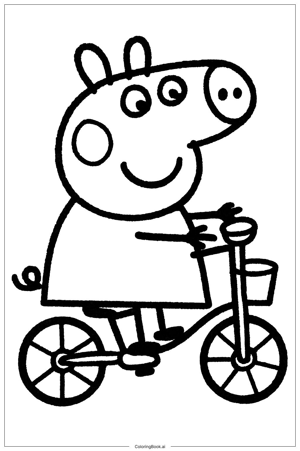  ペッパピッグの三輪車乗りの塗り絵ページ 
