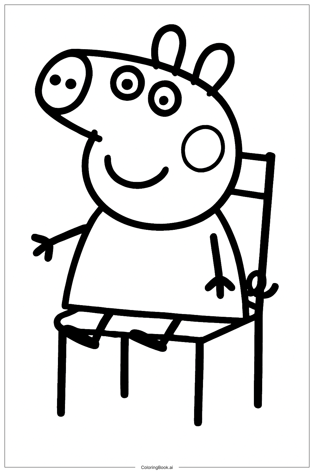  ペッパピッグの座る椅子の塗り絵ページ 