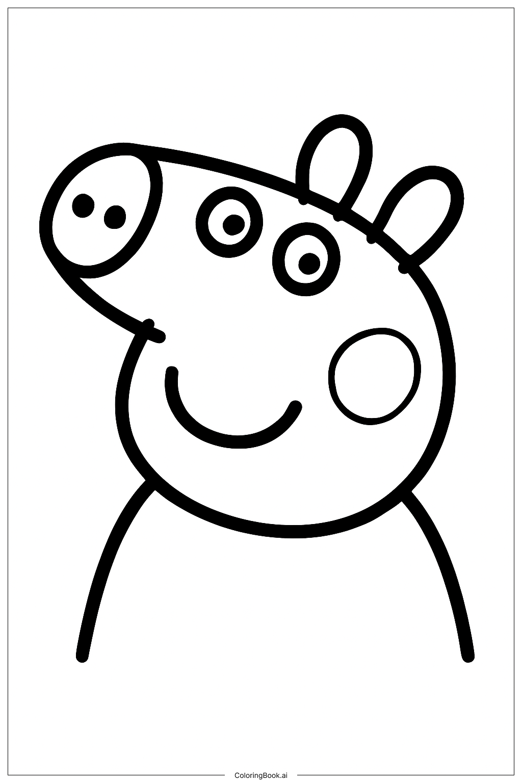  ペッパピッグの笑顔のクローズアップの塗り絵ページ 