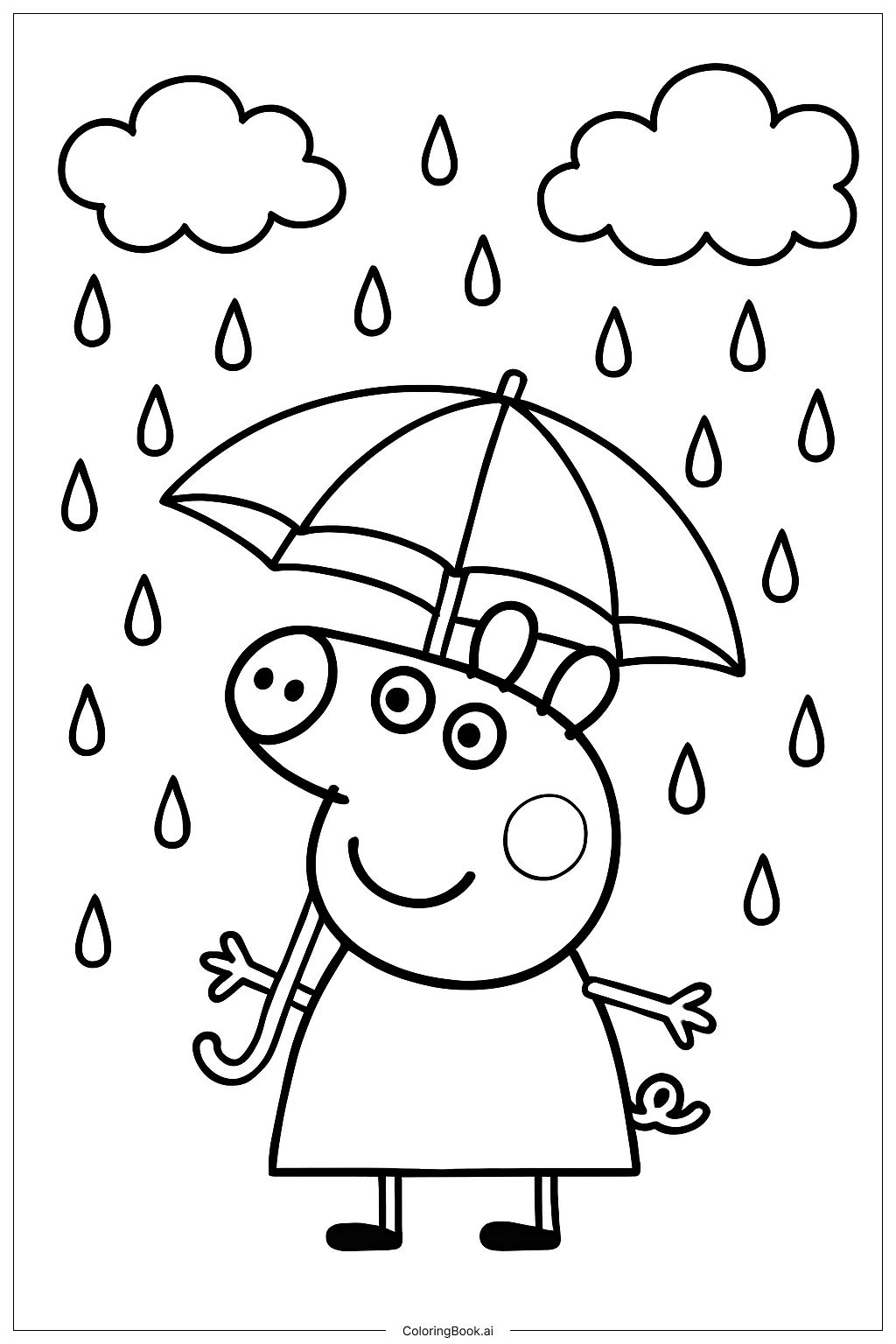 雨空の下のペッパピッグ