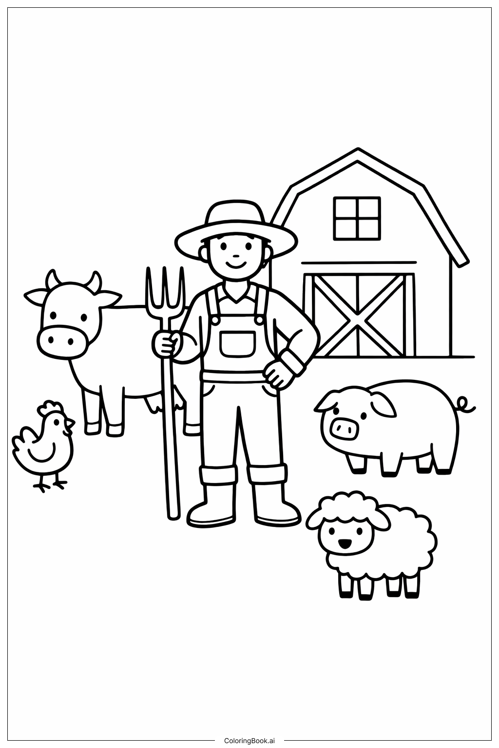  Página para colorir de Pessoa na Fazenda 