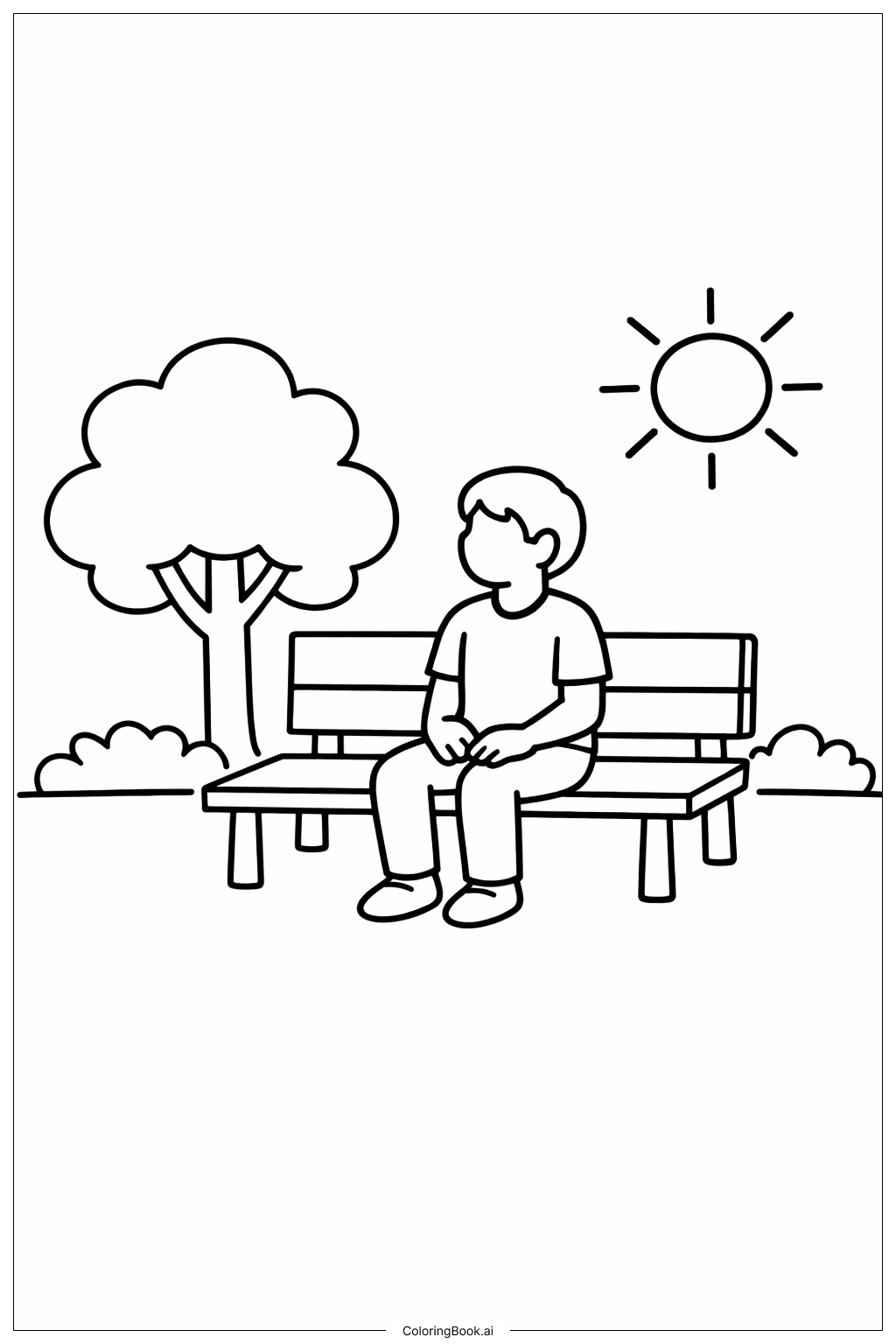  Person At Park Bench Coloring Page 