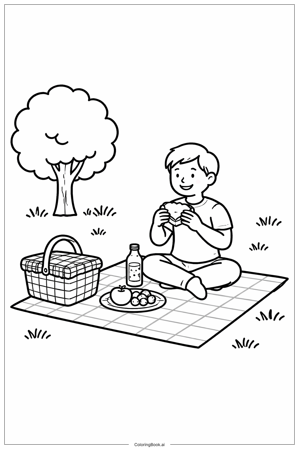  Página para colorir de Pessoa no Piquenique 