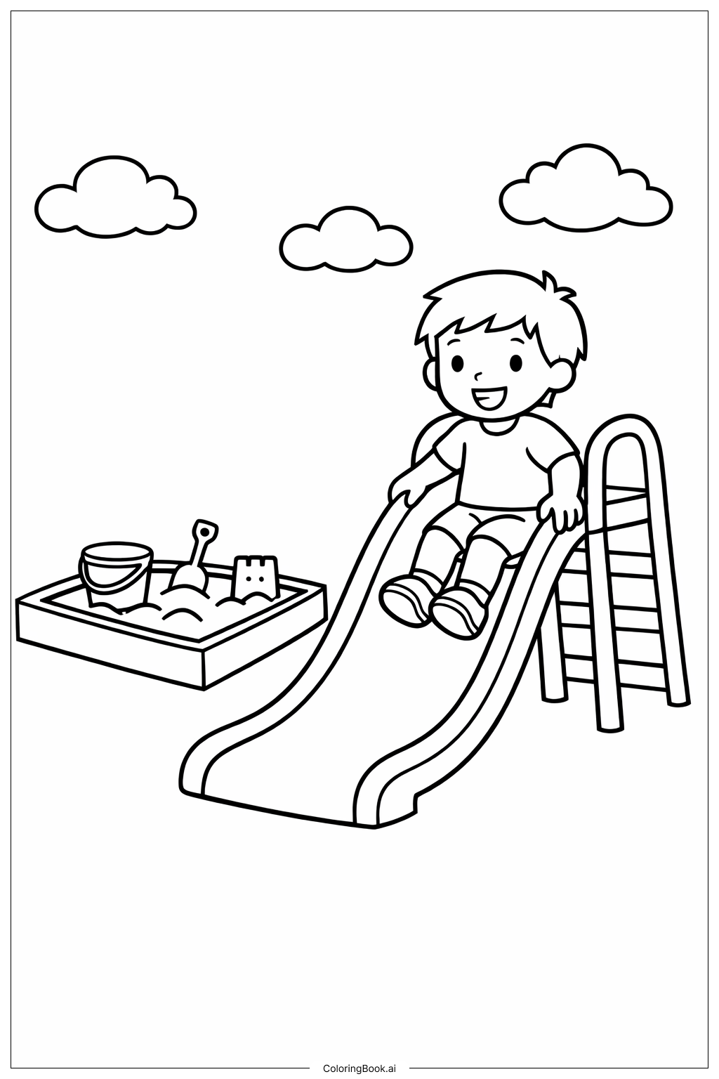  Página para colorir de Pessoa no Escorregador do Parquinho 