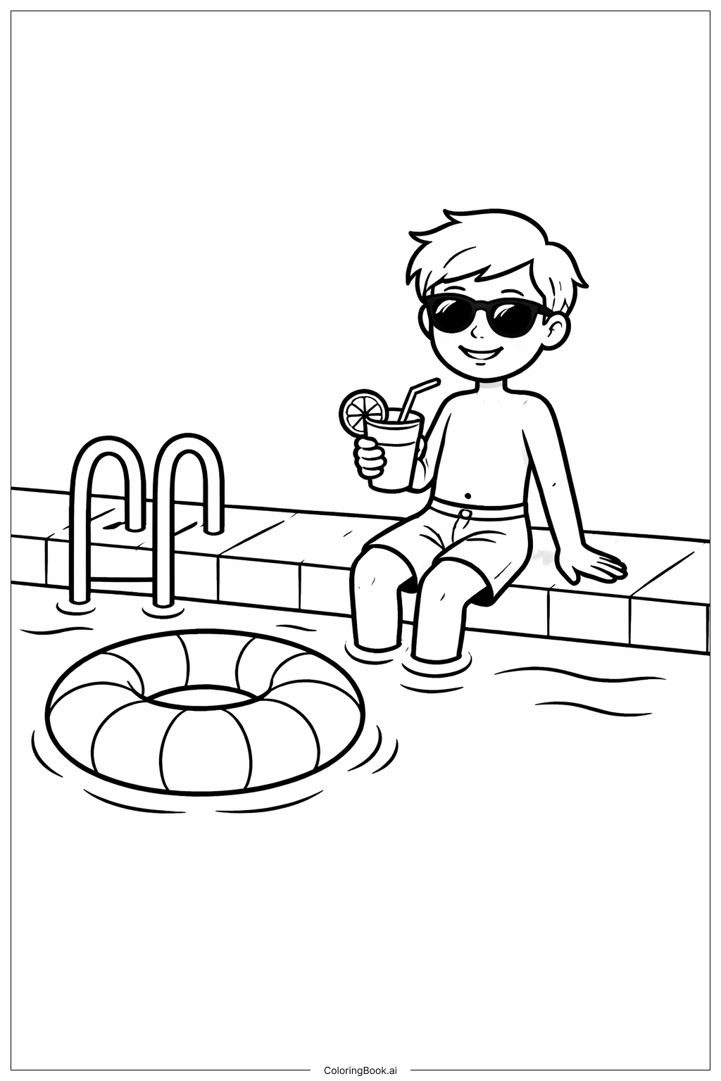  Person am Pool Ausmalseite 