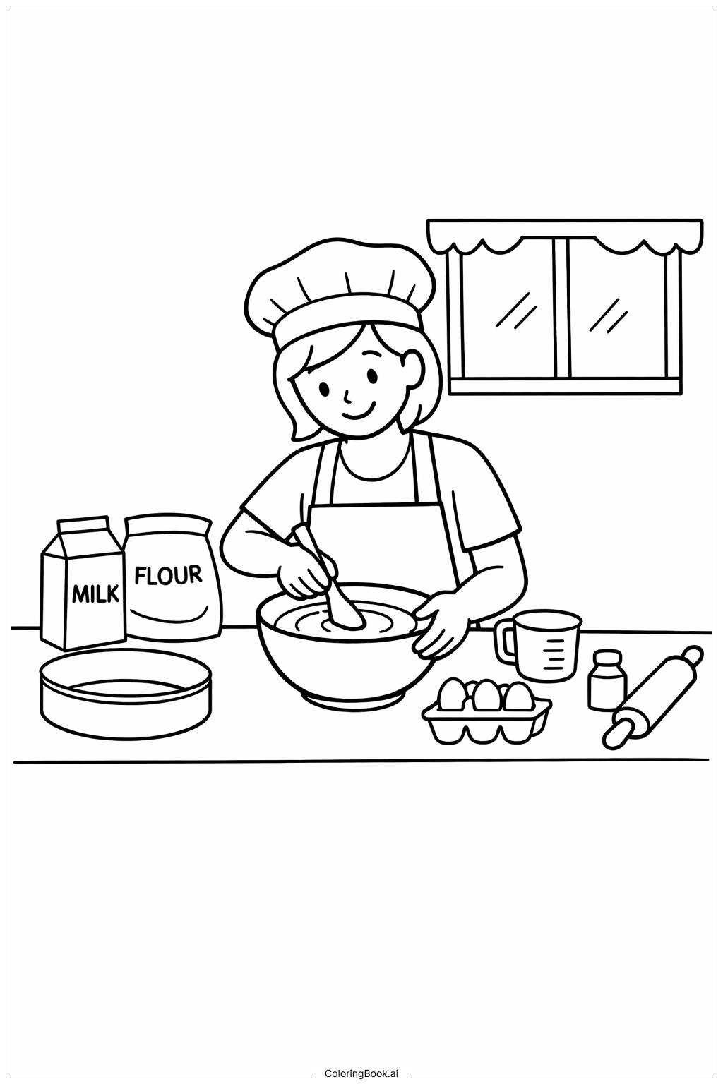  Person Baking Cake Coloring Page 
