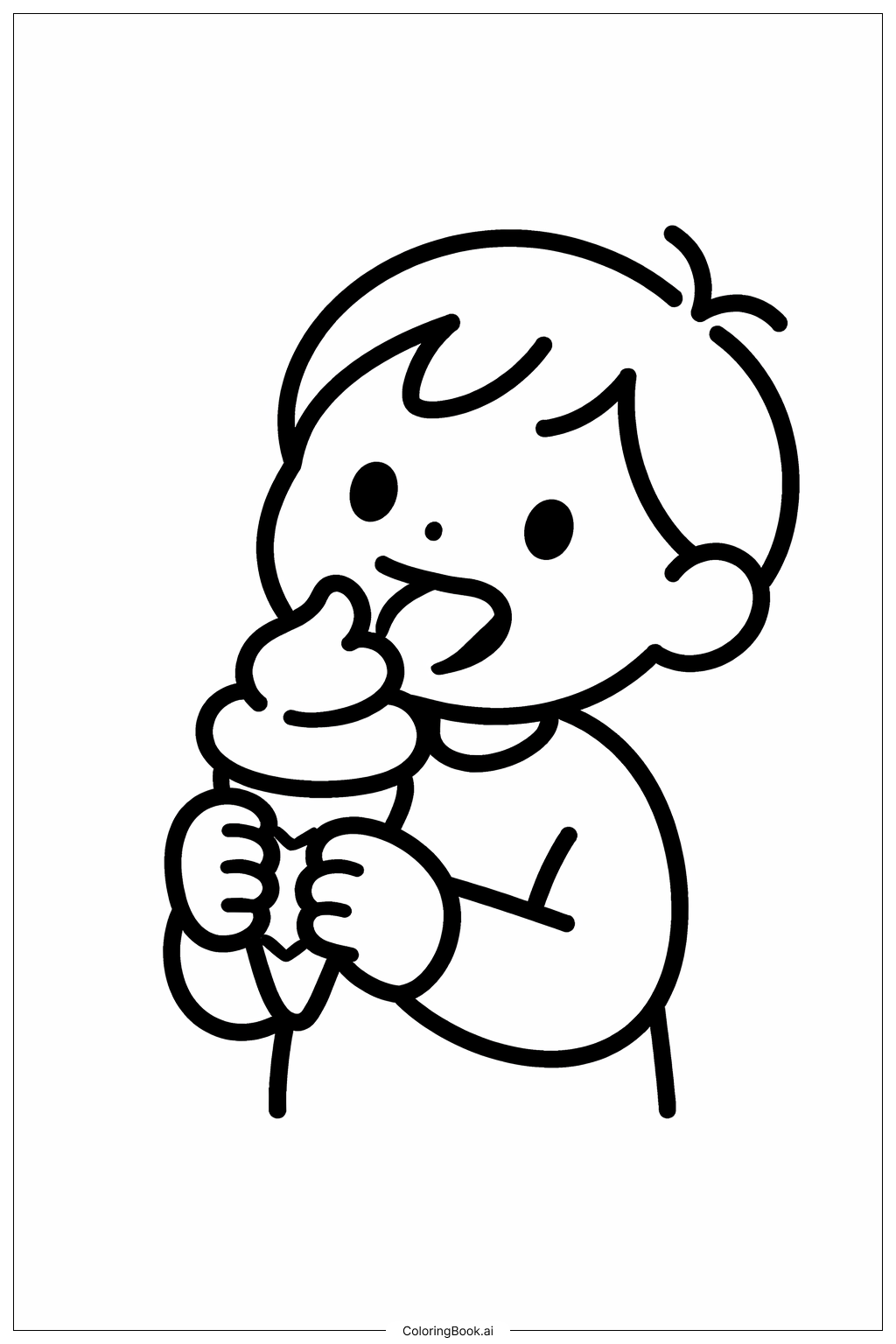  吃冰淇淋的小朋友填色页 