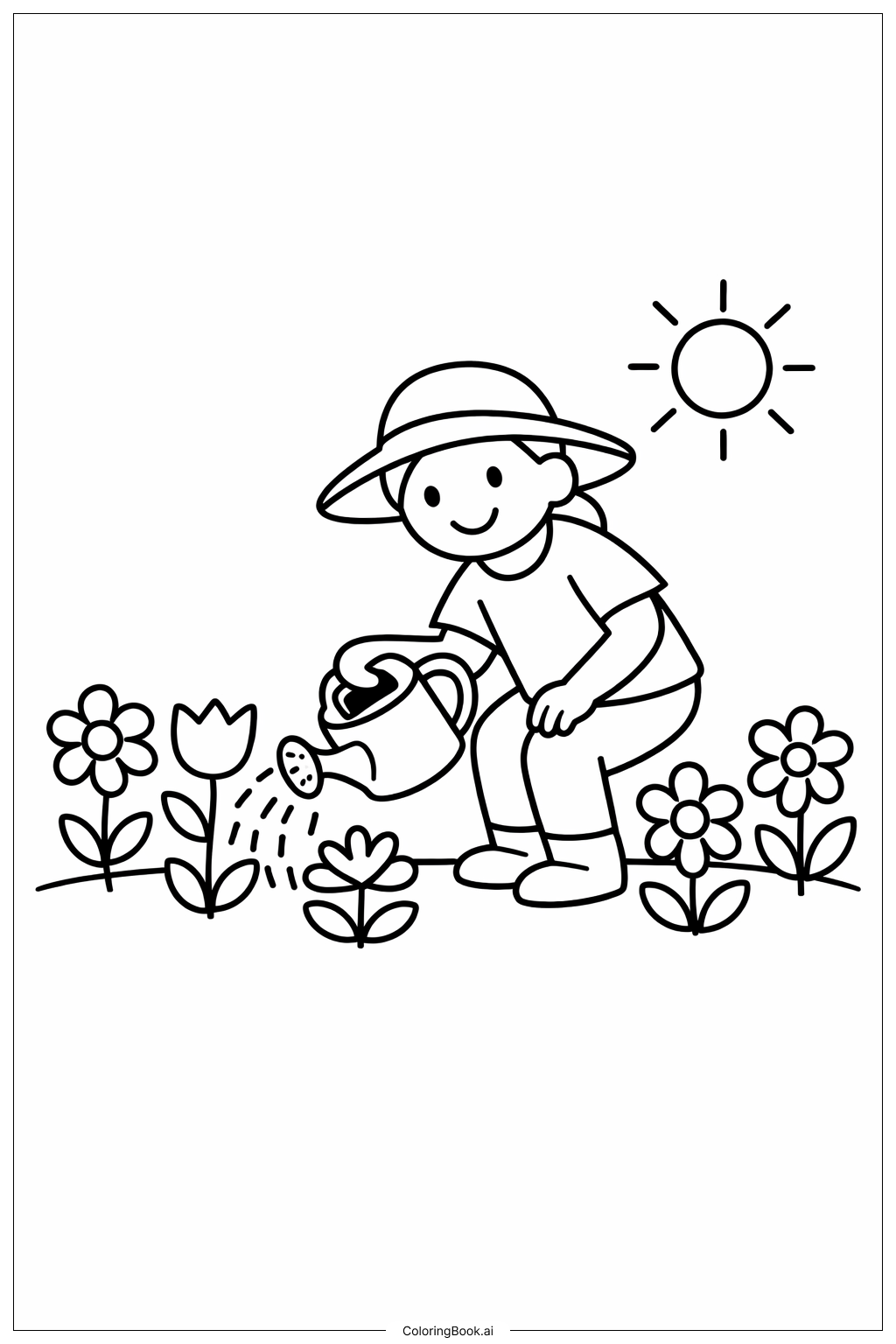  Person im Garten Ausmalseite 