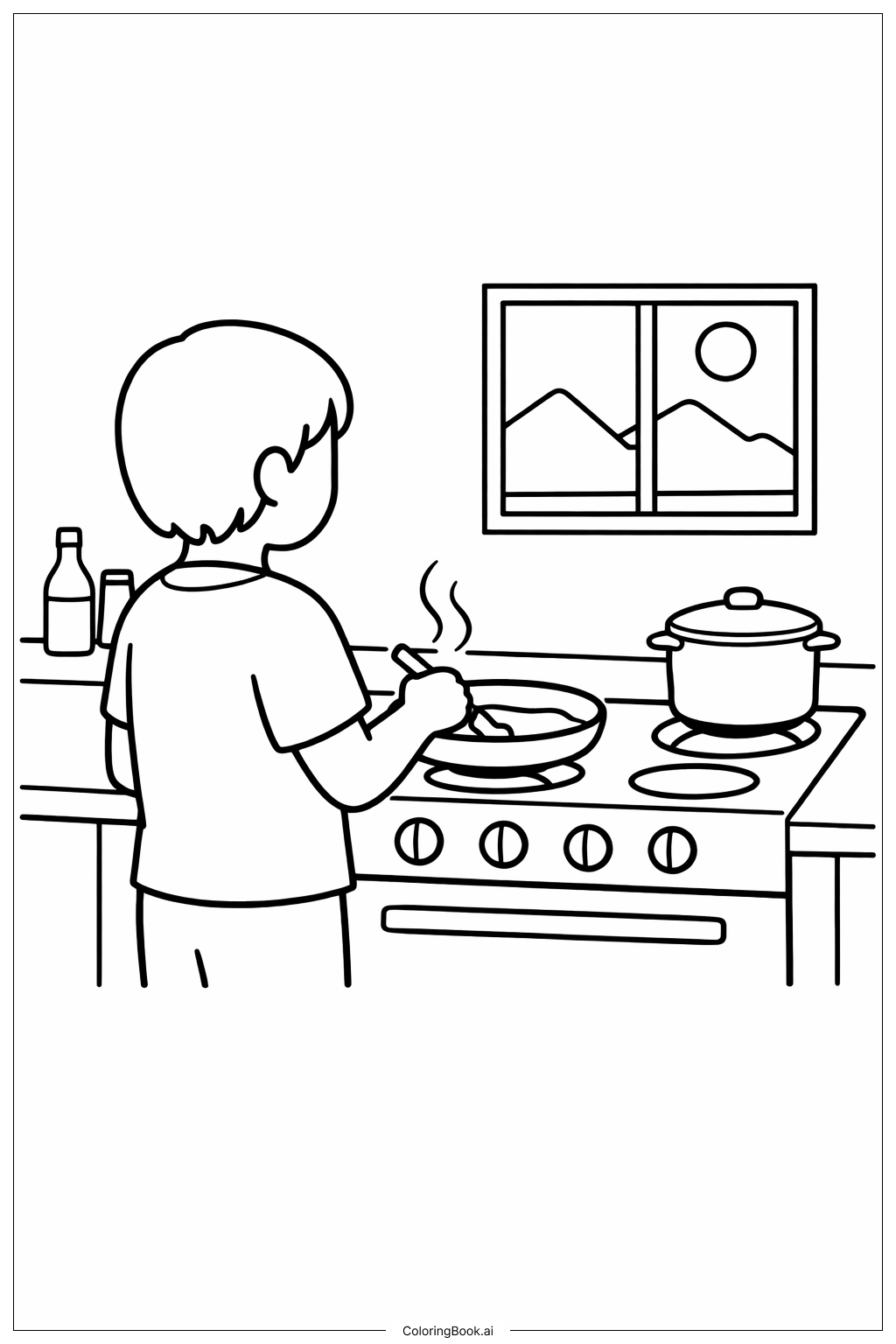  Person in der Küche Ausmalseite 