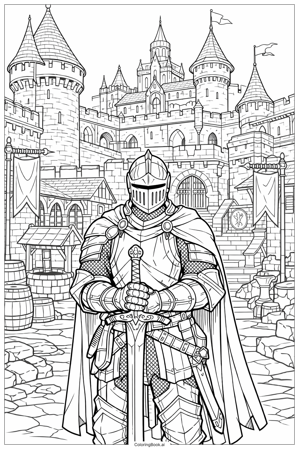 Person in mittelalterlicher Rüstung