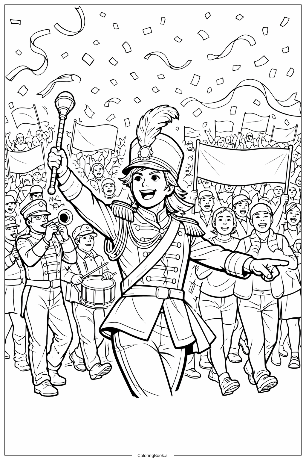 퍼레이드를 이끄는 사람 색칠공부 페이지