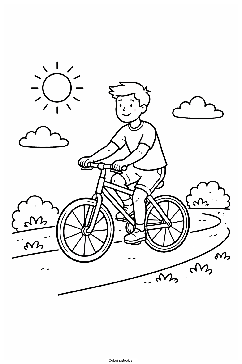  Person auf dem Fahrrad Ausmalseite 