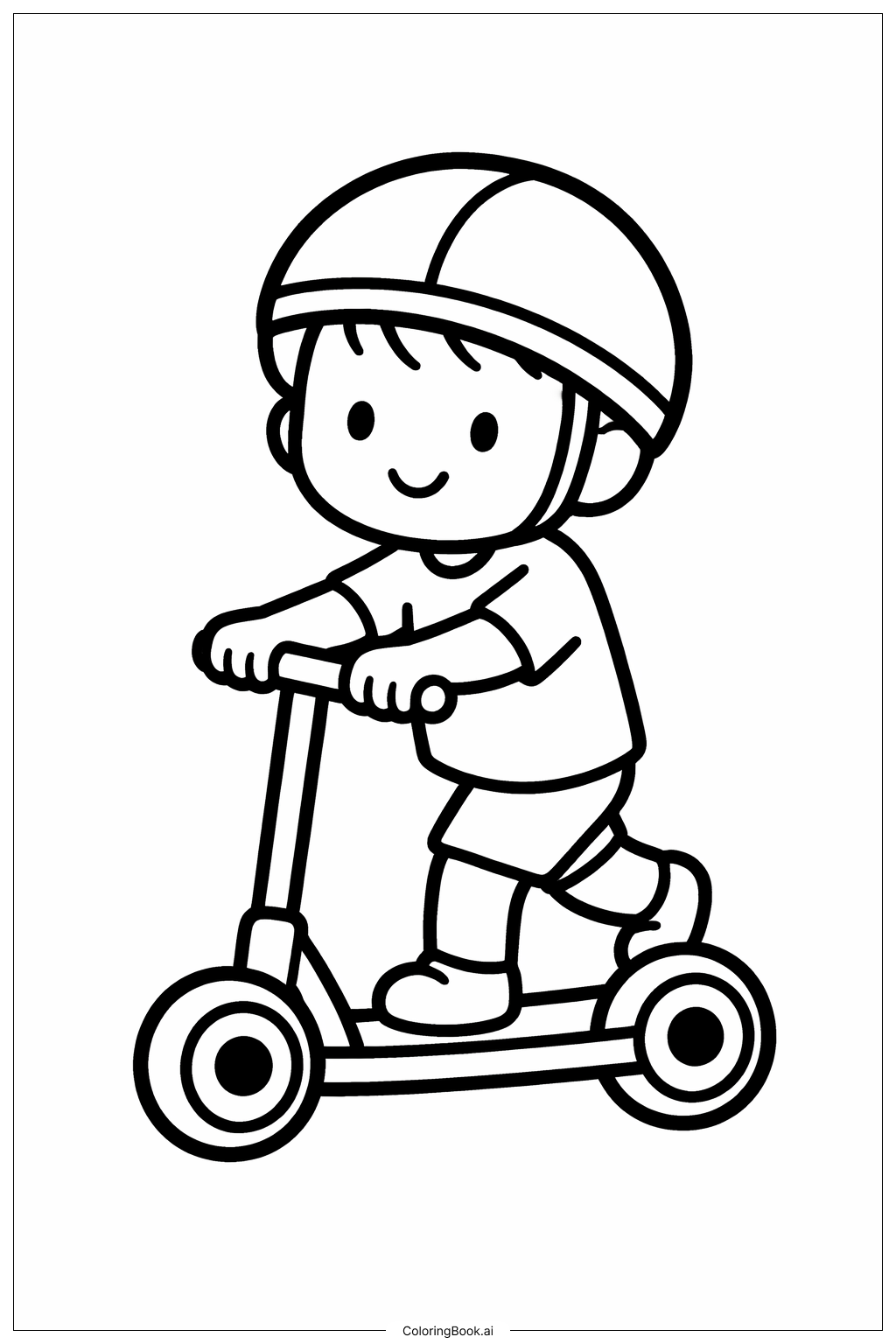  Person fährt Roller Ausmalseite 