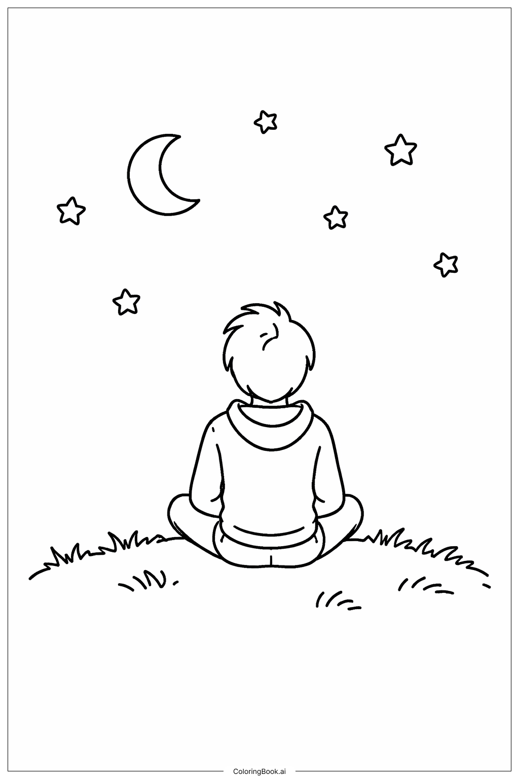  Person schaut Sterne an Ausmalseite 