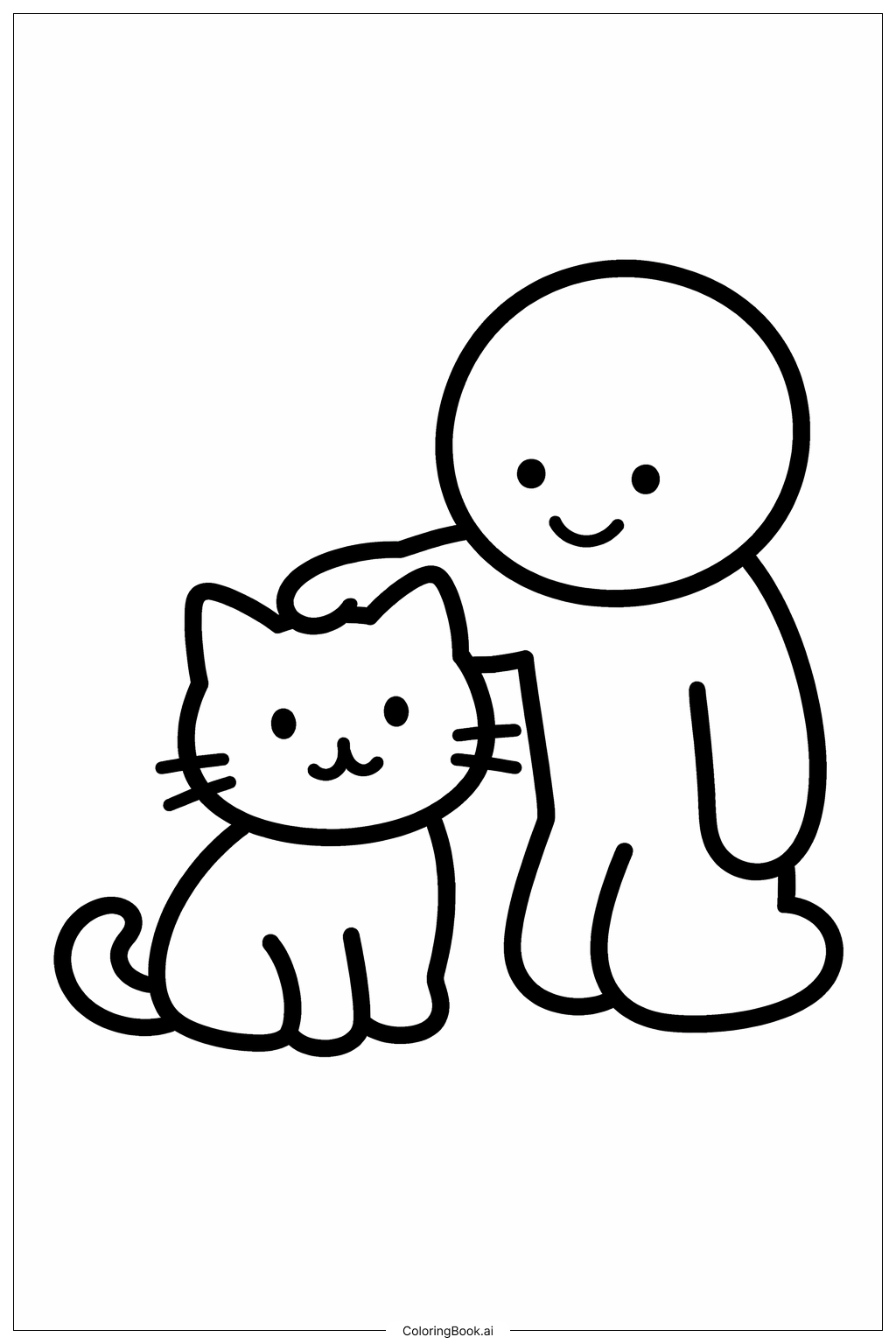  Person mit Katze Ausmalseite 