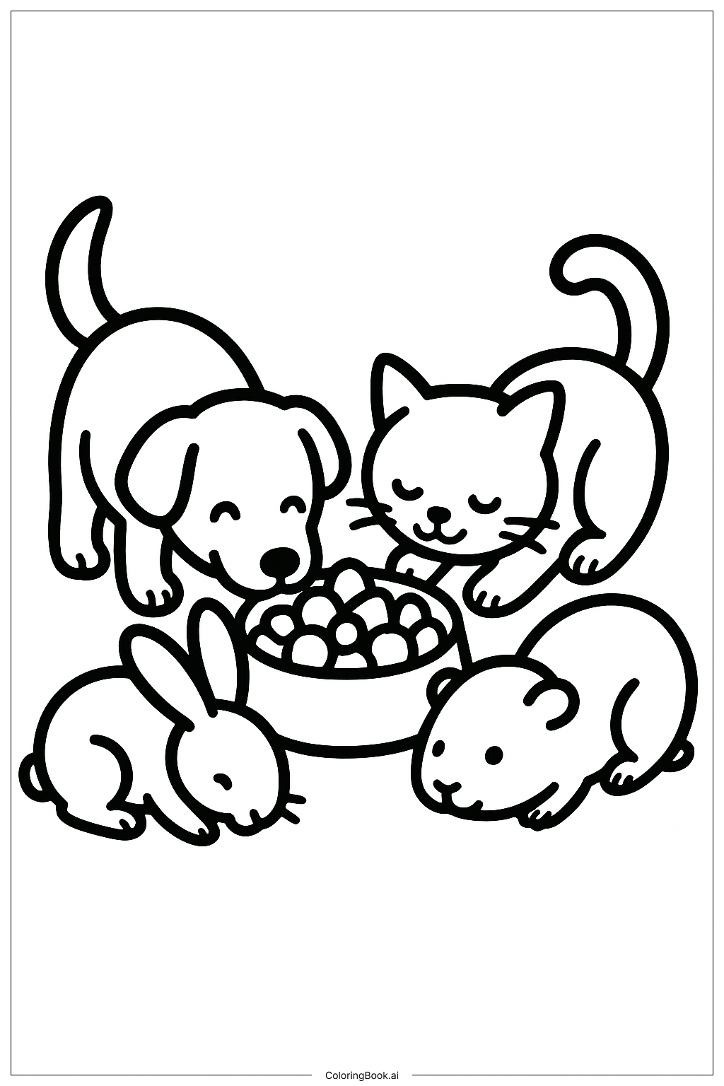 Página para colorear de Comedero para mascotas