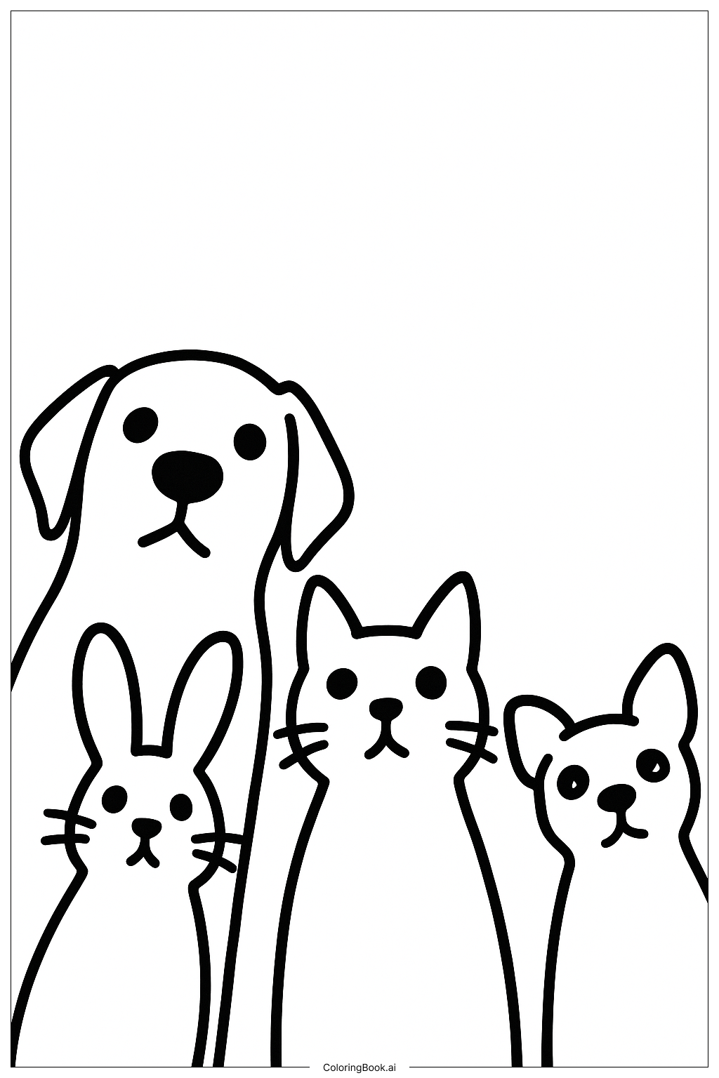 仰望的宠物们填色页