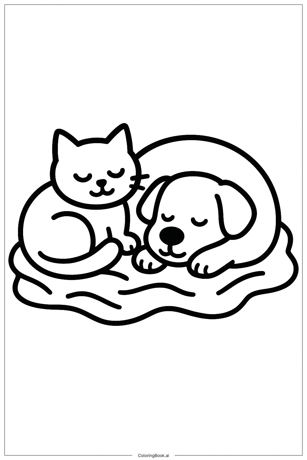 Página para colorear de Mascotas en la Manta