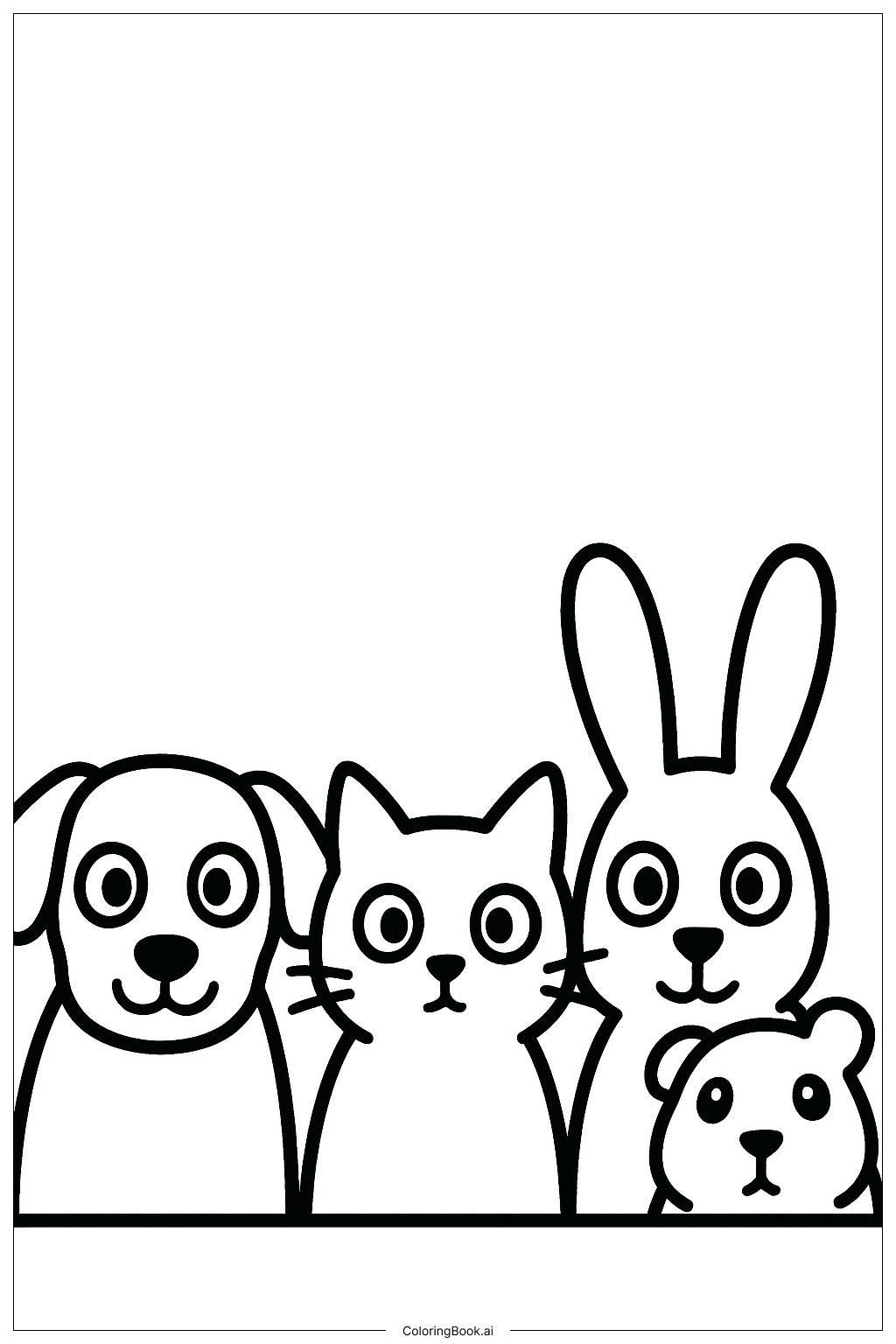Página para colorear de Juego de Escondidas con Mascotas