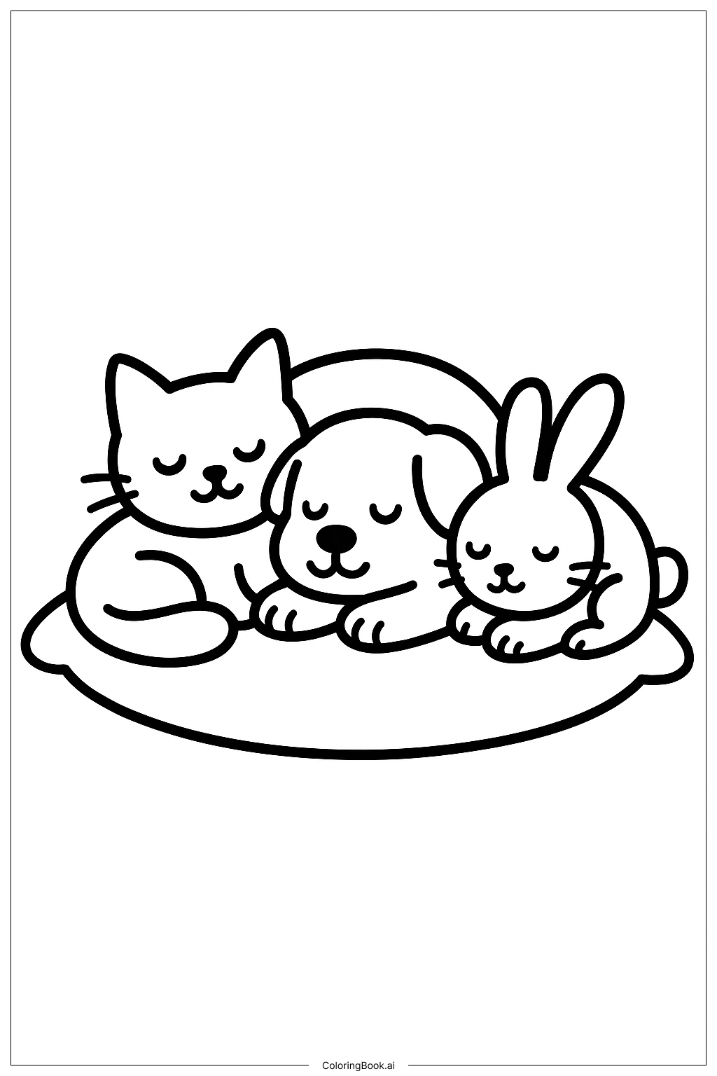 Página para colorear de Almohada para Dormir de Mascotas