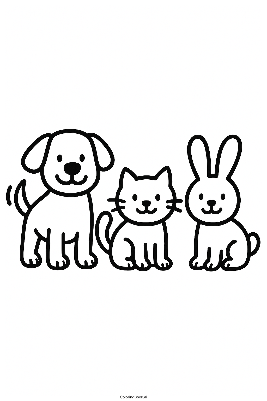 Página para colorear de Mascotas Moviendo la Cola