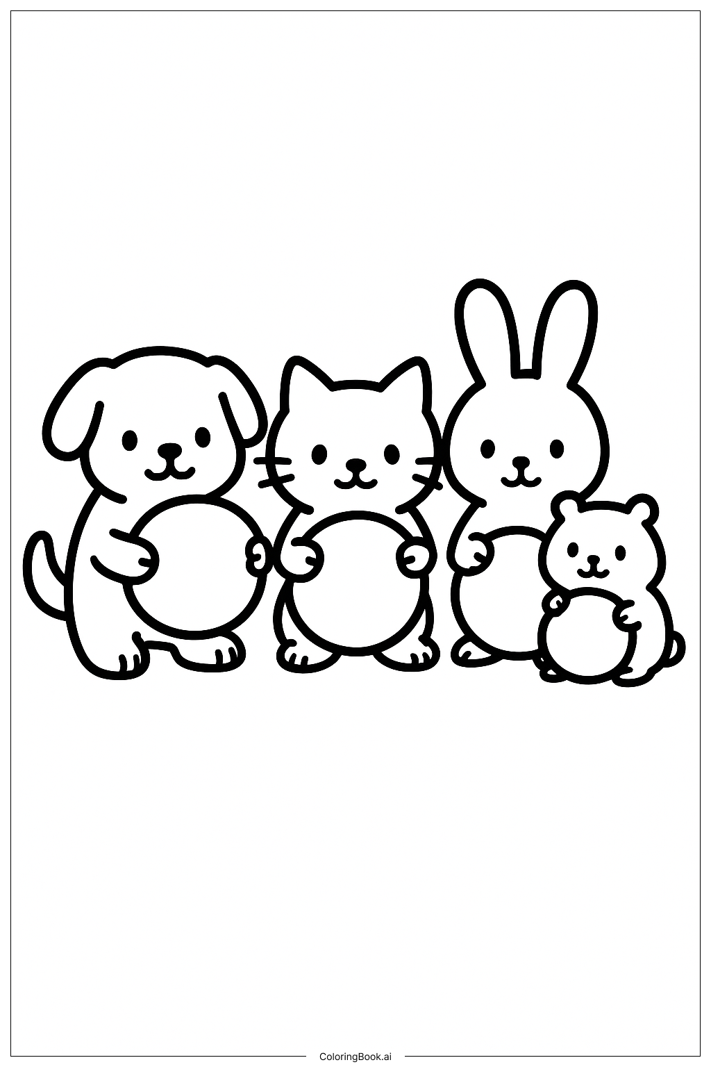 Página para colorear de Mascotas con Pelota